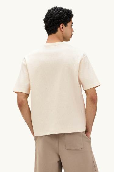 Men - T-shirt - regular fit - ribbed - white