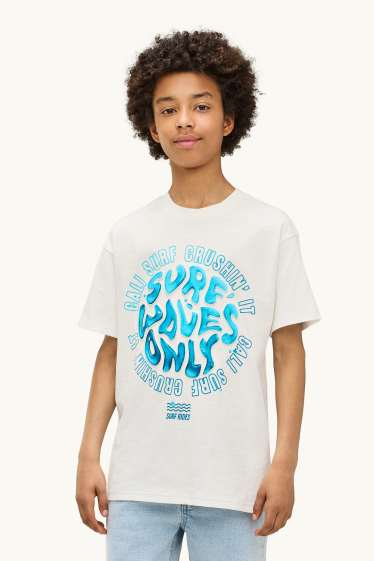 Kinder Jungen - Surfen - Kurzarmshirt - weiß