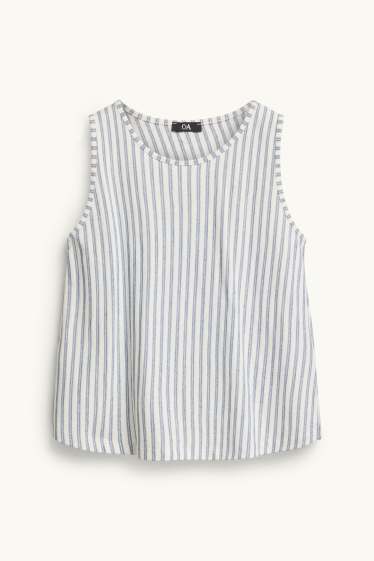 Dames - Topje - wit / blauw