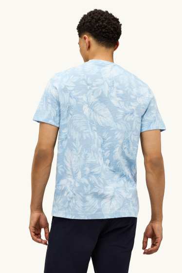 Hommes - T-shirt - regular fit - à motif - bleu clair