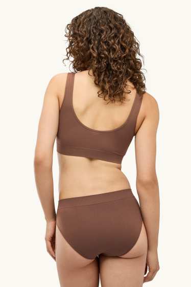 Donna - Confezione da 3 - slip - senza cuciture - marrone