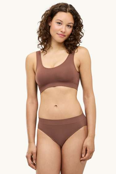 Donna - Confezione da 3 - slip - senza cuciture - marrone