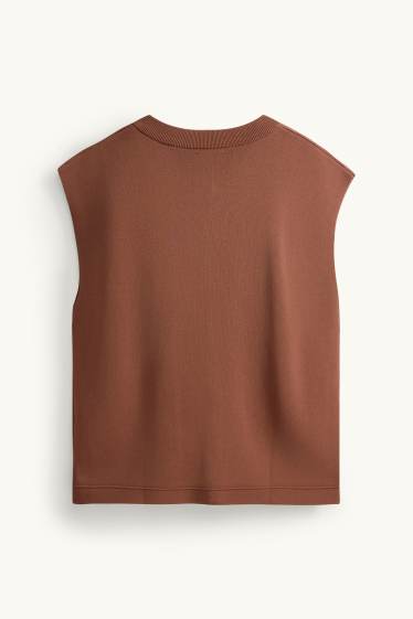 Dames - Gebreid gilet - bruin