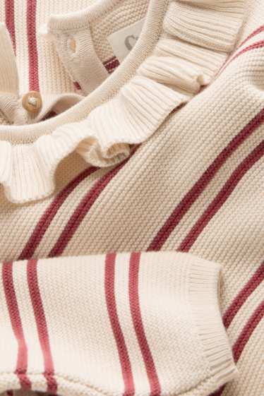 Baby Mädchen - Baby-Pullover - gestreift - rot / beige