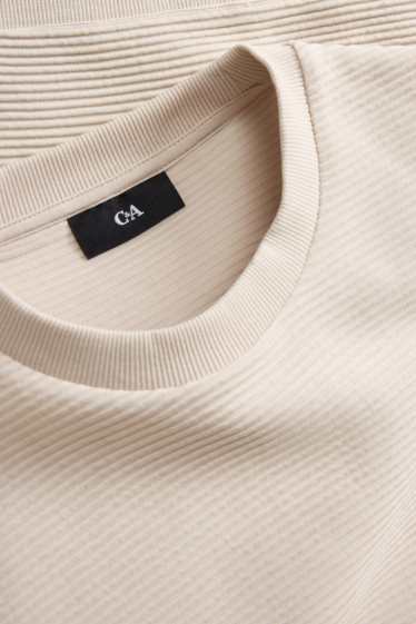 Herren - Sweatshirt - gerippt - cremeweiß
