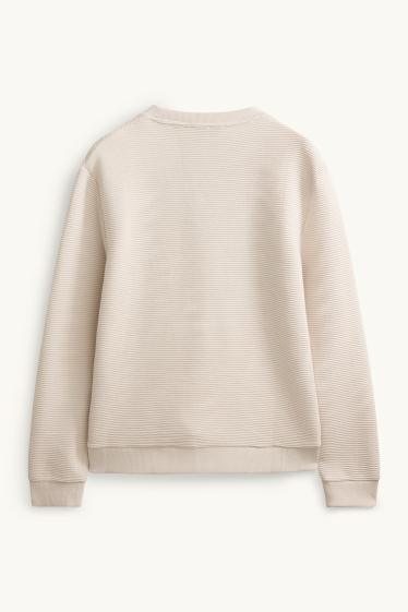 Herren - Sweatshirt - gerippt - cremeweiß