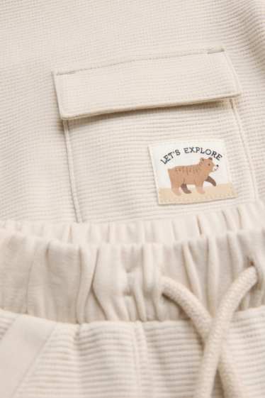 Baby Boys - Little bear - baby outfit - ribbed - 2 piece - beige