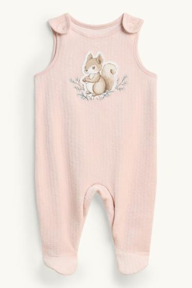 Nadó nena - Esquirol - pijama d’una peça - per a nadó - 2 peces - blanc/rosa
