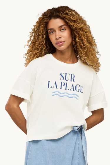 Dames - T-shirt - oversized - wit