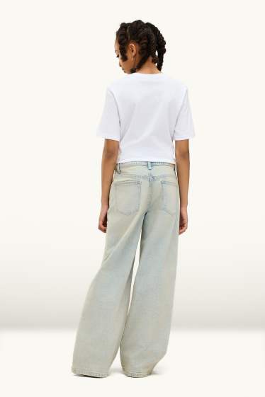 Kinder Mädchen - Wide Leg Jeans - hellblau
