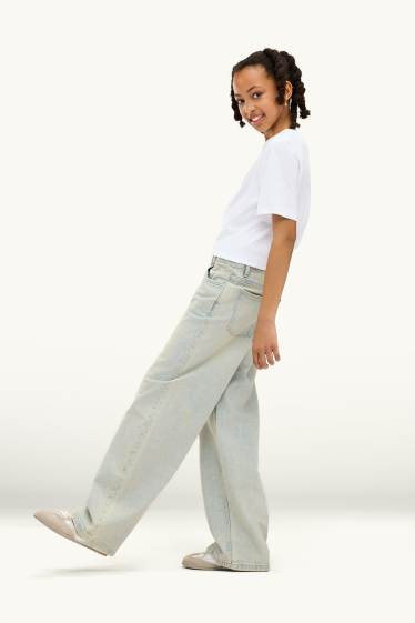 Kinder Mädchen - Wide Leg Jeans - hellblau