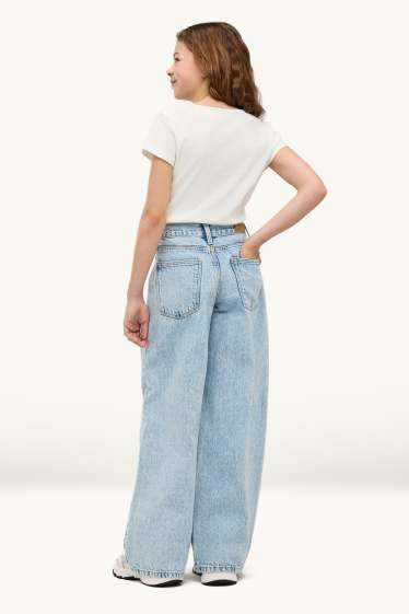 Kinder Mädchen - Graffiti - Wide Leg Jeans - helljeansblau