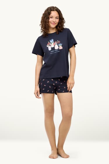 Femmes - Pyjashort - bleu foncé