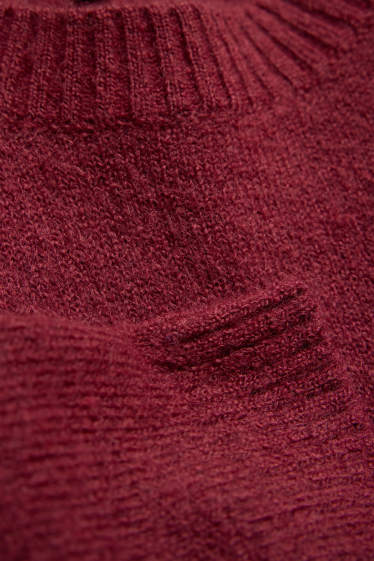 Damen - Strickpullover - kurzarm - bordeaux