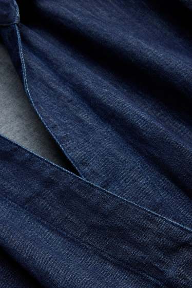 Donna - Camicia di jeans con scollo a V - jeans blu scuro
