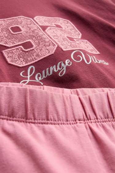 Kinderen: meisjes - Pyjama - 2-delig - glanseffect - bordeaux