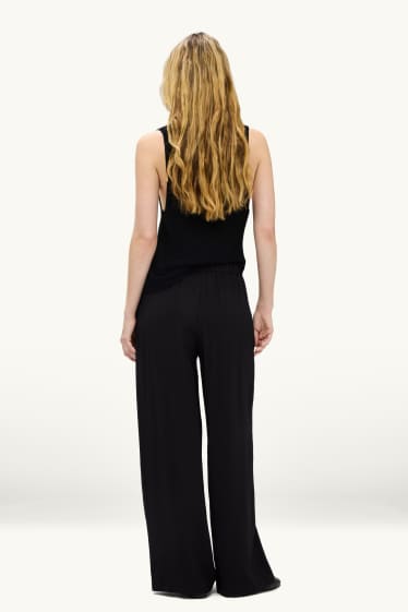 Mujer - Pantalón de tela - high waist - wide leg - negro
