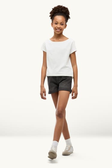 Kinderen: meisjes - Jeansshort - zwart