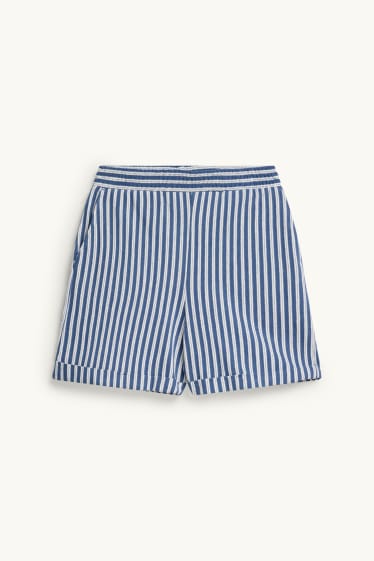 Damen - Shorts - Mid Waist - gestreift - blau / weiß