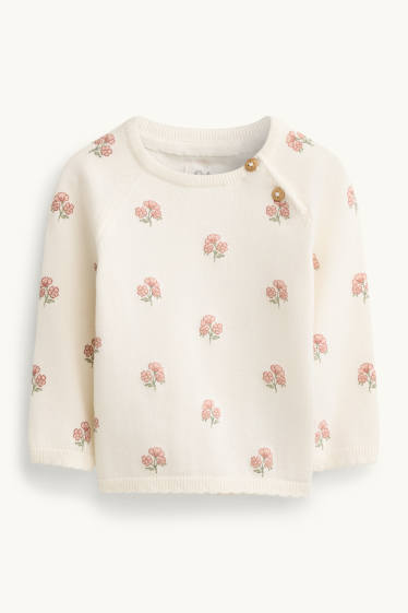 Baby Mädchen - Blümchen - Baby-Outfit - 2 teilig - weiß / rosa