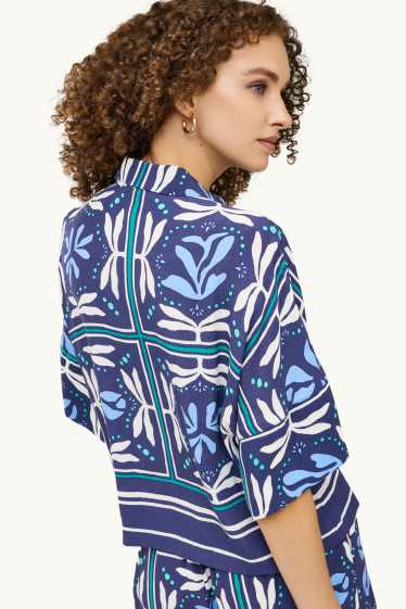 Damen - Bluse - gemustert - blau