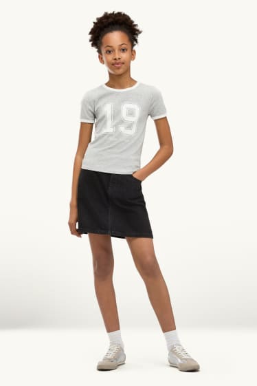 Kinder Mädchen - Jeansrock - dunkeljeansgrau
