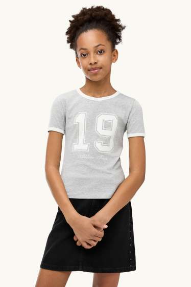 Kinder Mädchen - Kurzarmshirt - hellgrau