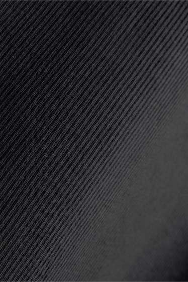 Dames - T-shirt - slim fit - ribstof - zwart