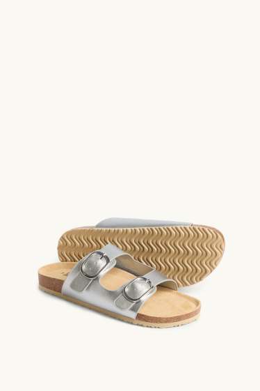 Women - Sandals - faux leather - silver