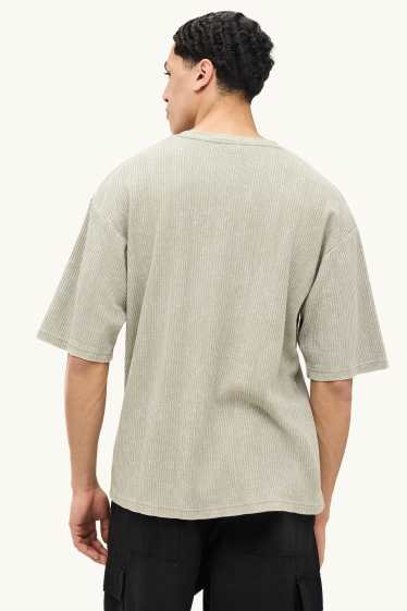 Herren - T-Shirt - Oversized - gerippt - hellgrün