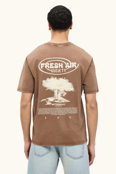 Bărbați - Tricou - relaxed fit - maro