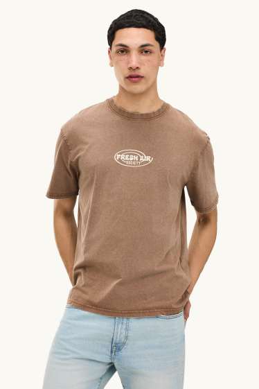 Bărbați - Tricou - relaxed fit - maro