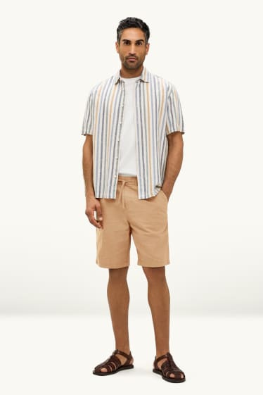 Uomo - Shorts - misto lino - marrone chiaro