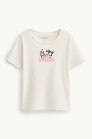 Copii - Fete - Hello Kitty and Friends - set - tricou cu mânecă scurtă și salopetă din denim - denim-albastru deschis