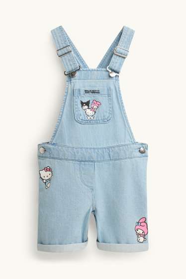 Copii - Fete - Hello Kitty and Friends - set - tricou cu mânecă scurtă și salopetă din denim - denim-albastru deschis