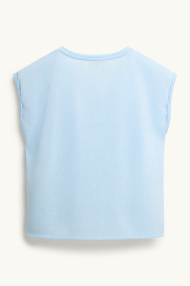 Damen - T-Shirt mit V-Ausschnitt - Relaxed Fit - hellblau