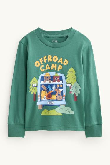Enfants garçons - Ours, chien et camping - pyjama - 2 pièces - vert foncé