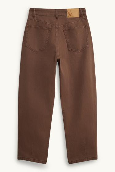 Damen - Barrel Jeans - High Waist - jeansbraun