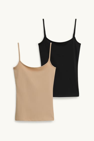 Damen - Multipack 2er - Top - schwarz / beige