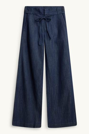 Femmes - Wide leg jean - mid waist - jean bleu foncé