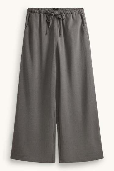 Damen - Stoffhose - Mid Waist - Wide Leg - grau