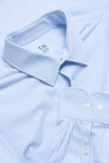 Men - Business shirt - slim fit - kent collar - Flex - striped - light blue