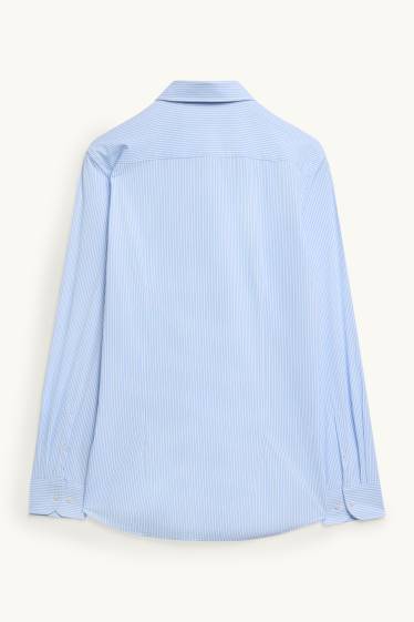 Men - Business shirt - slim fit - kent collar - Flex - striped - light blue