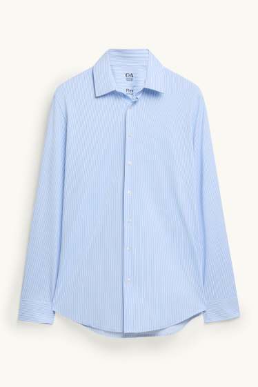 Men - Business shirt - slim fit - kent collar - Flex - striped - light blue