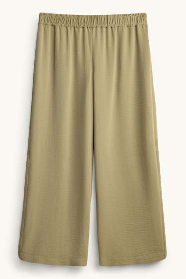 Femmes - Pantalon en toile - mid waist - palazzo - vert