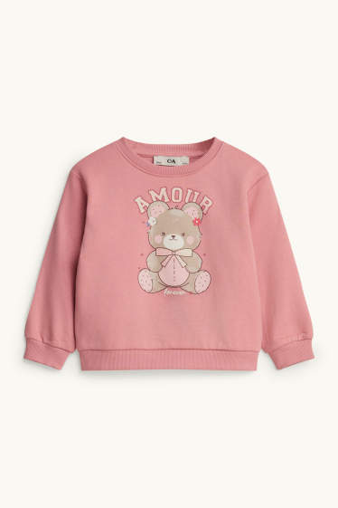 Bambine - Orsacchiotto - felpa - effetto brillante - rosa