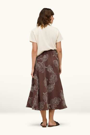 Femmes - Jupe - à motif - marron