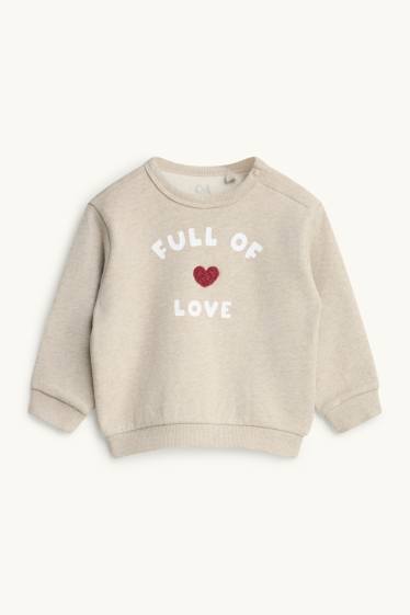 Bébés filles - Petit cœur - sweat pour bébé - beige