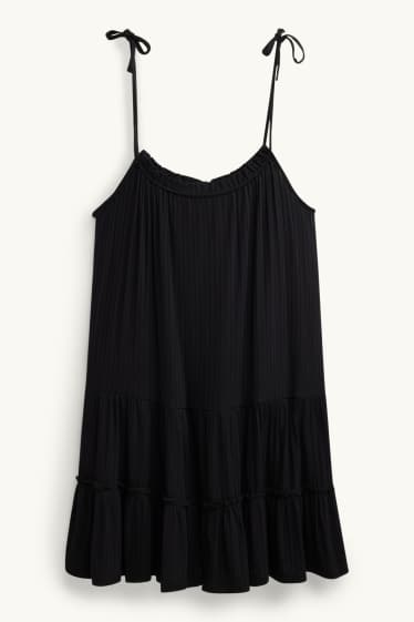 Femei - Rochie în A - reiată - negru