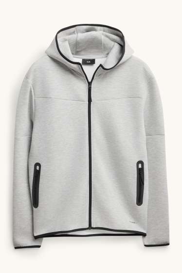 Herren - Sweatjacke mit Kapuze - grau-melange